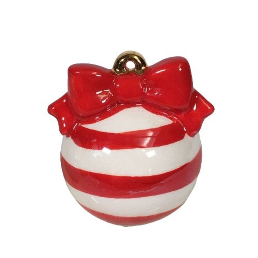 Nora Fleming Red Stripe Ball Ornament Deck the Halls A171 Ceramic Platter Charm